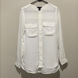 H&M sheer white button down blouse